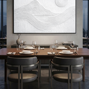 Minimalist White Textured Abstract Mountain Sun Line Landscape Framed Wall Art for Modern Contemporary Home Office Decor
