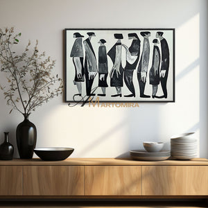 Contemporary Wall Art Decor | Black And White Wall Art | Abstract People Painting | Picasso Style Paintings #MF006