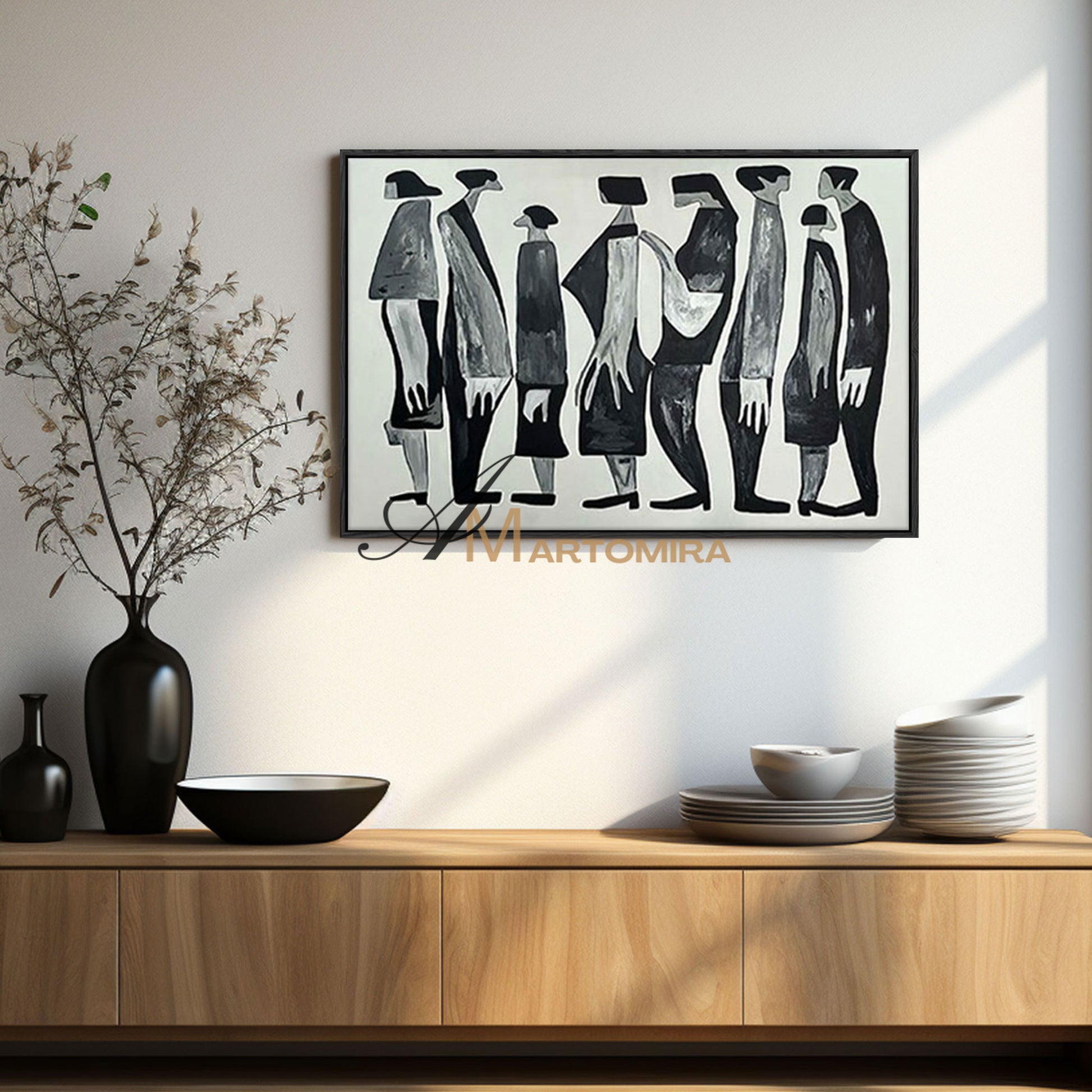 Contemporary Wall Art Decor | Black And White Wall Art | Abstract People Painting | Picasso Style Paintings #MF006