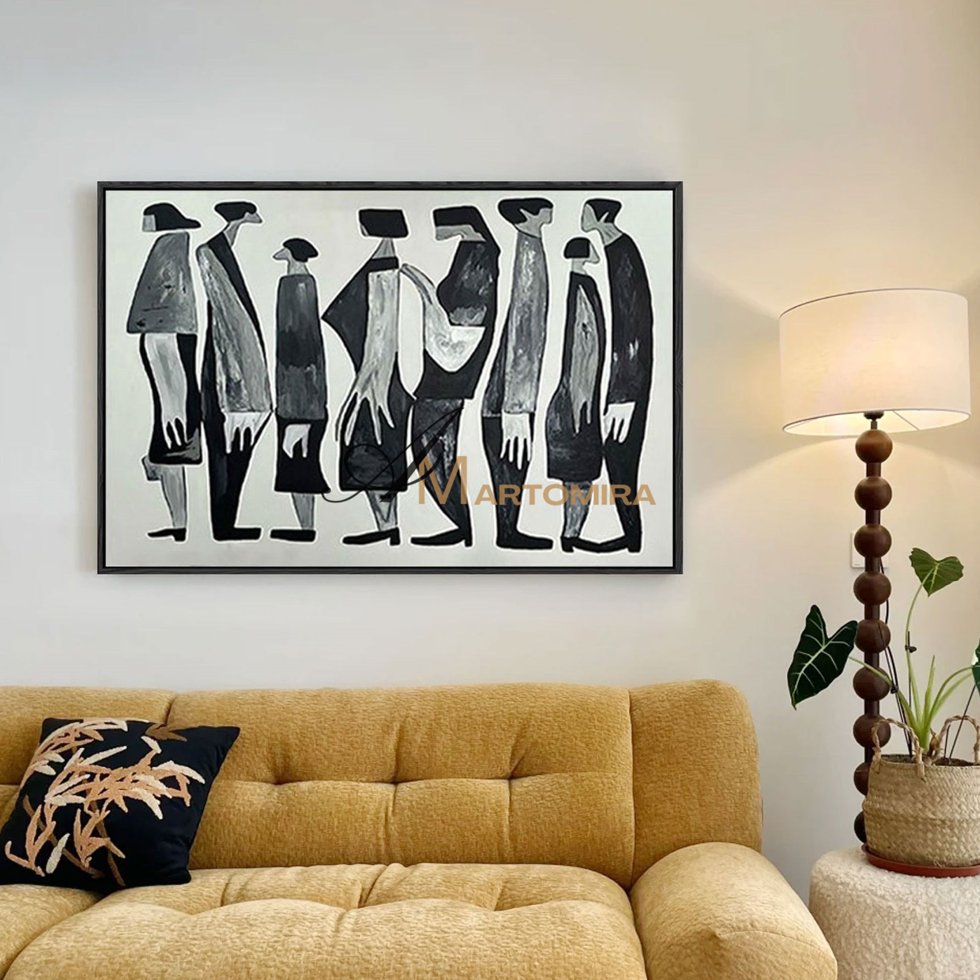 Contemporary Wall Art Decor | Black And White Wall Art | Abstract People Painting | Picasso Style Paintings #MF006