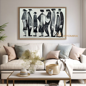 Contemporary Wall Art Decor | Black And White Wall Art | Abstract People Painting | Picasso Style Paintings #MF006