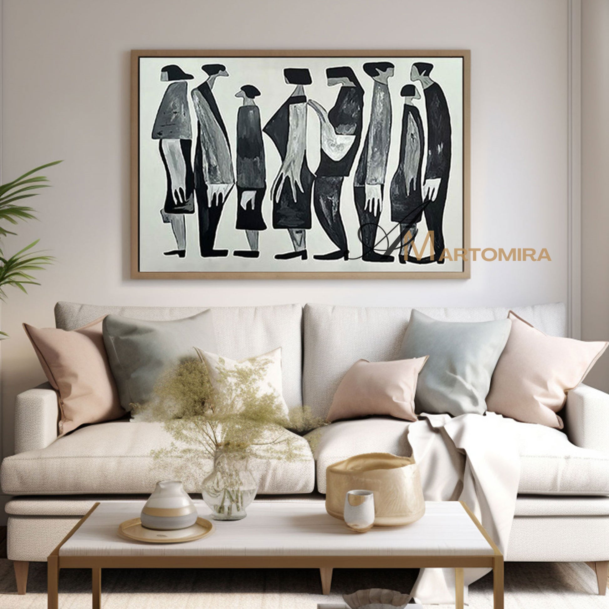 Contemporary Wall Art Decor | Black And White Wall Art | Abstract People Painting | Picasso Style Paintings #MF006