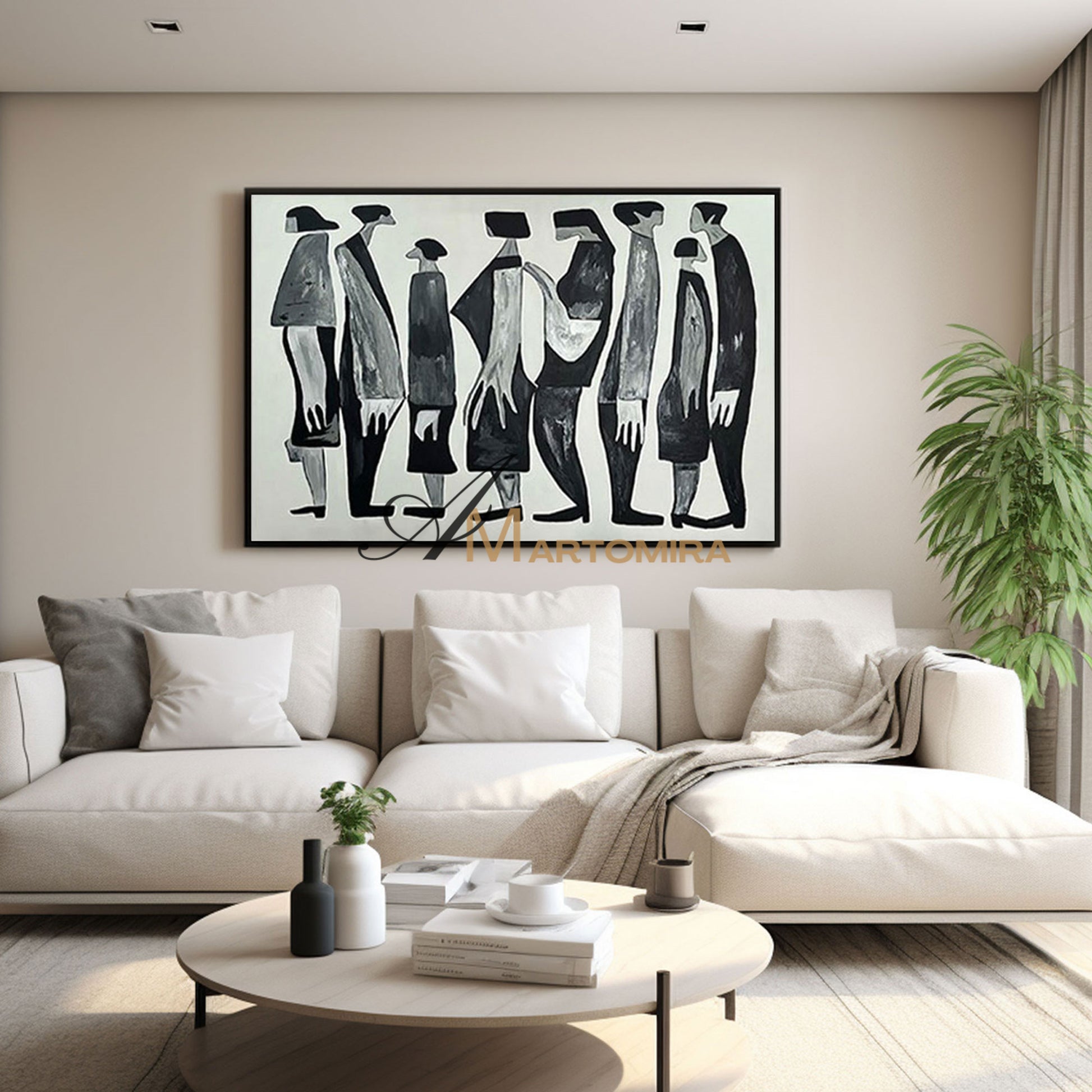 Contemporary Wall Art Decor | Black And White Wall Art | Abstract People Painting | Picasso Style Paintings #MF006