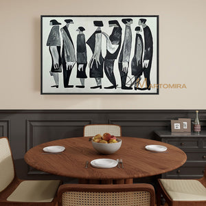 Contemporary Wall Art Decor | Black And White Wall Art | Abstract People Painting | Picasso Style Paintings #MF006