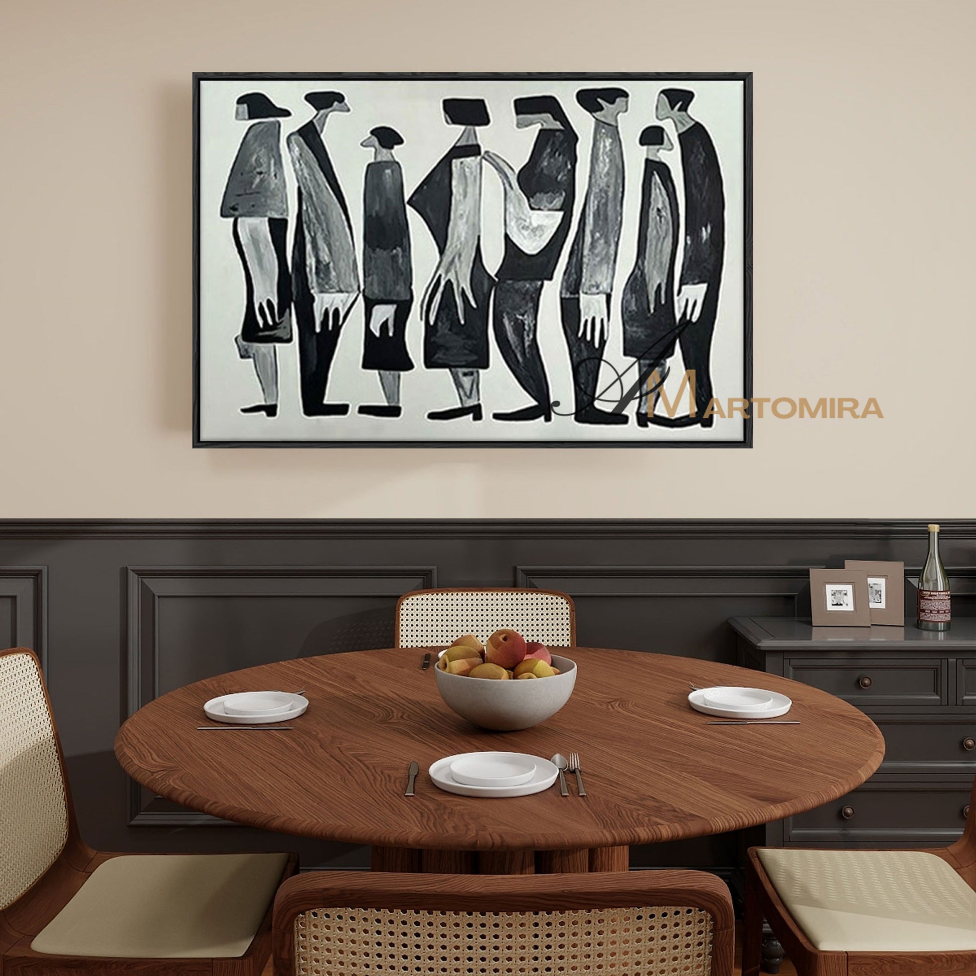 Contemporary Wall Art Decor | Black And White Wall Art | Abstract People Painting | Picasso Style Paintings #MF006