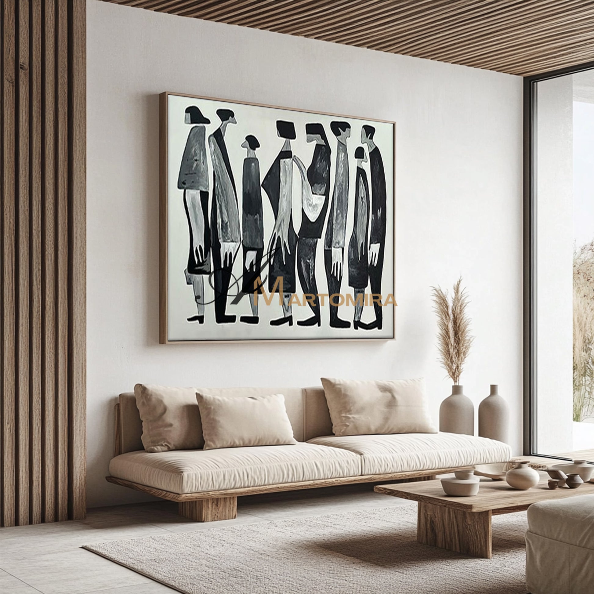 Contemporary Wall Art Decor | Black And White Wall Art | Abstract People Painting | Picasso Style Paintings #MF006
