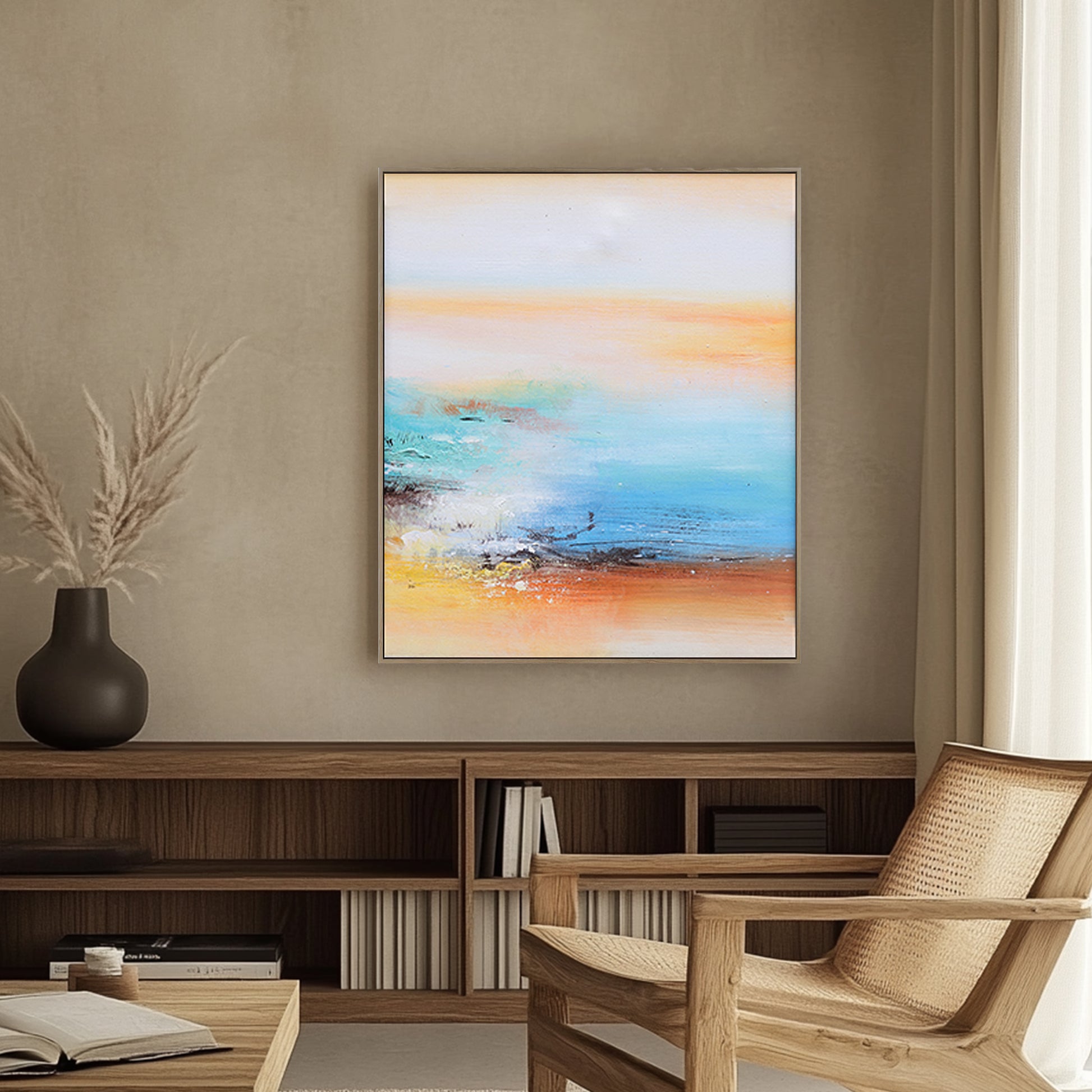 Lake Canvas Wall Art | Modern Abstract Wall Art | Abstract Landscape Wall Art #DF010
