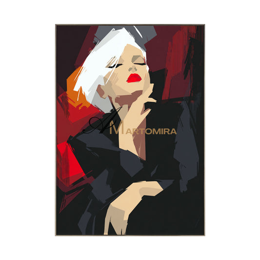 Painting Art Woman | Red And Black Wall Art | Abstract Lady Painting | Modern Art #AP008