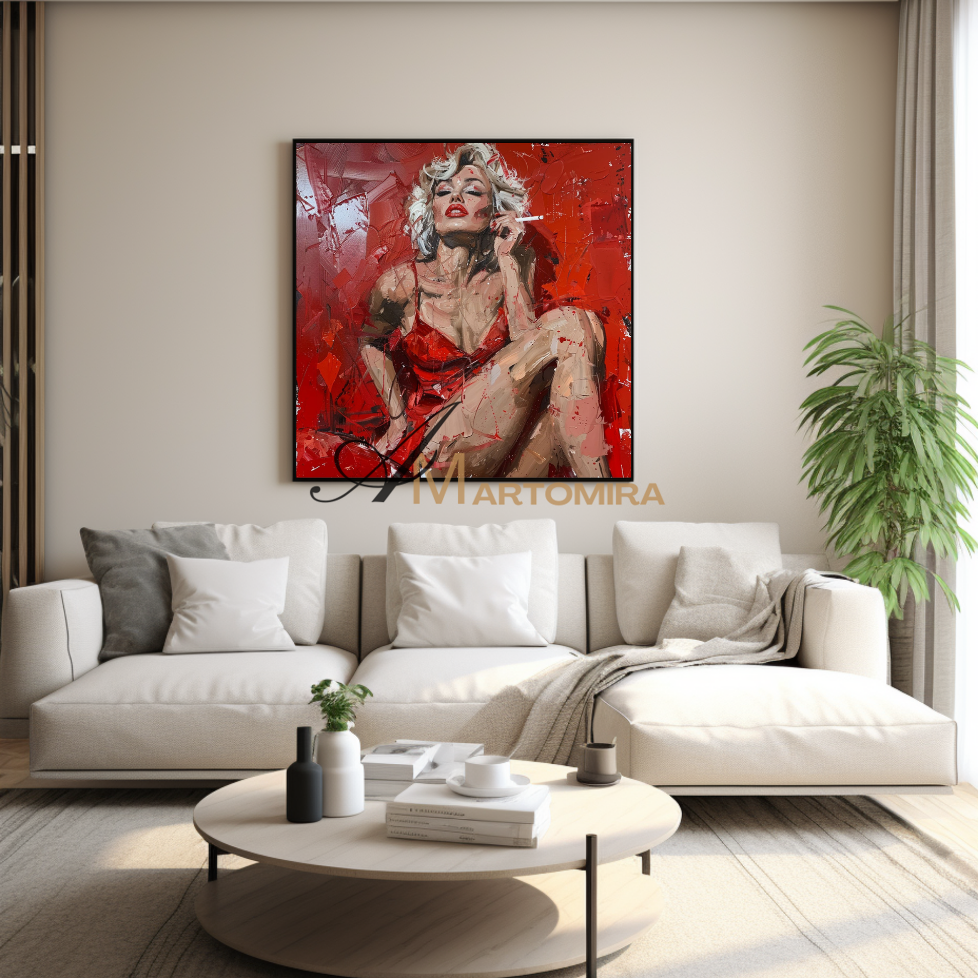 Oil Painting | Sexy Lady | Woman Red Dress Painting | Female Body Abstract Art #AP049