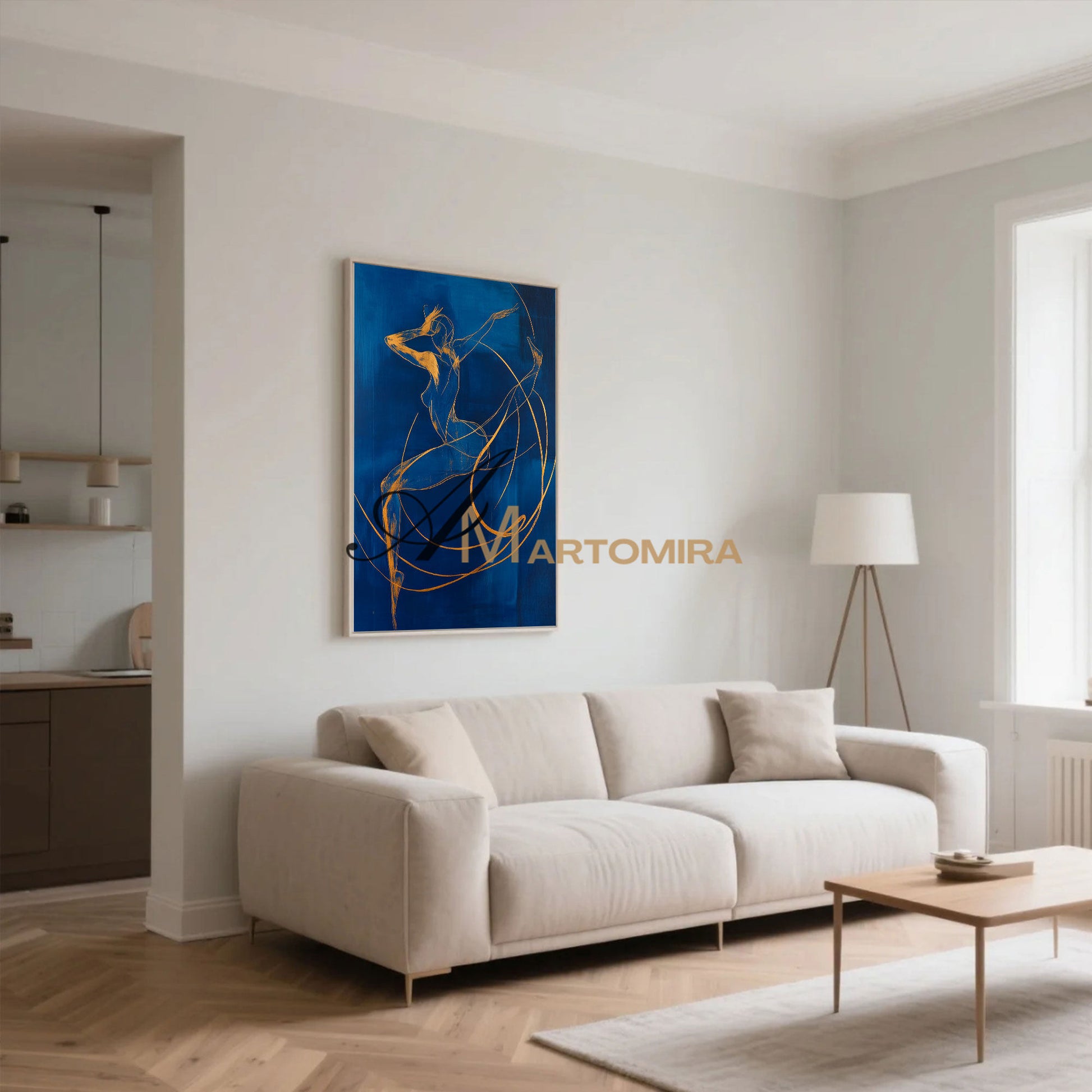 Blue Wall Art | Abstract Painting | Female Body Abstract Art | Canvas Art Wall Decor #AP039