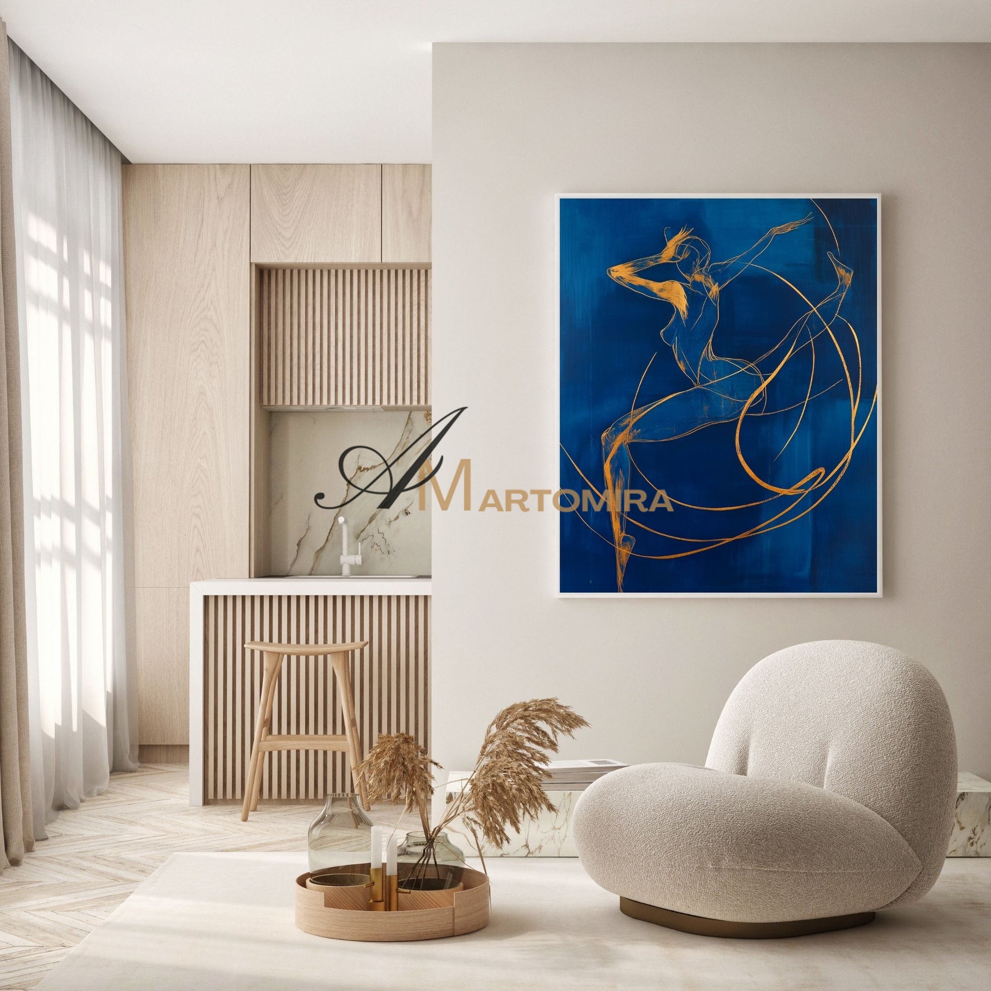 Blue Wall Art | Abstract Painting | Female Body Abstract Art | Canvas Art Wall Decor #AP039
