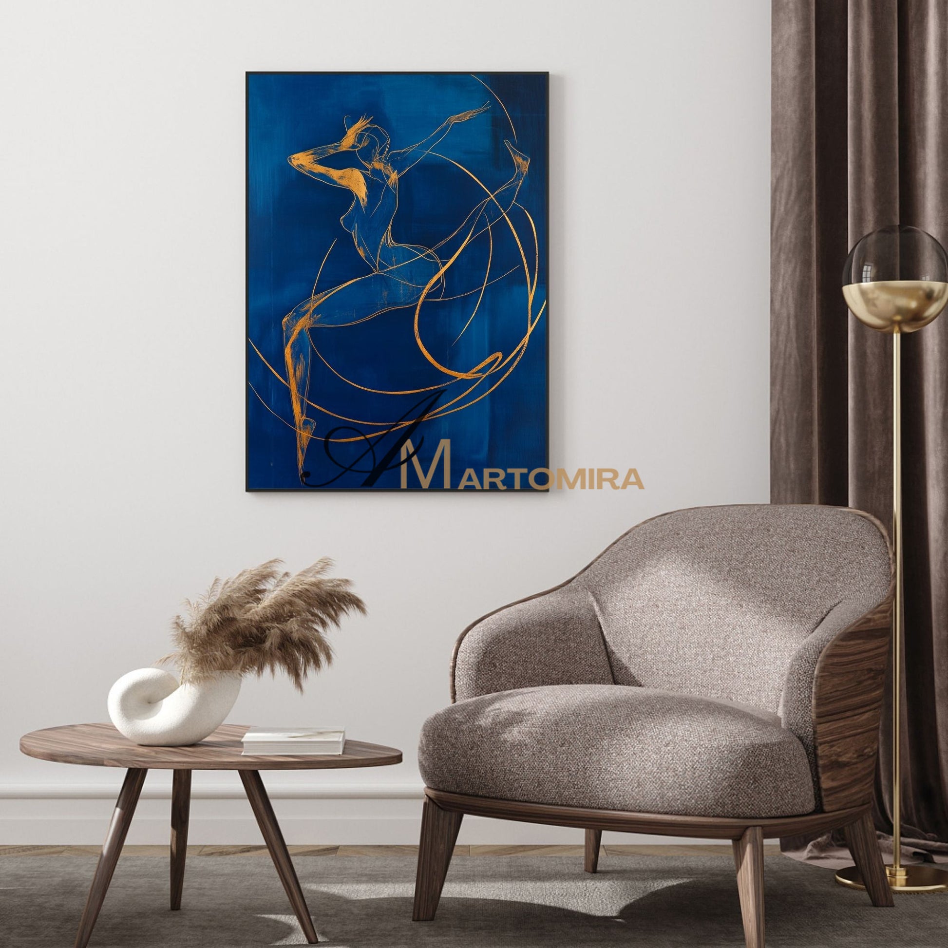 Blue Wall Art | Abstract Painting | Female Body Abstract Art | Canvas Art Wall Decor #AP039