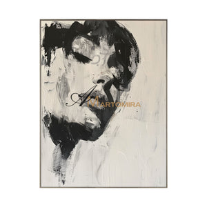 Black And White Wall Art | Beautiful Woman Painting | Living Room Painting | Oil Painting #AP009