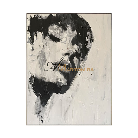 Black And White Wall Art | Beautiful Woman Painting | Living Room Painting | Oil Painting #AP009