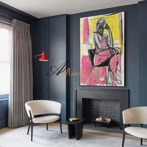 Abstract Painting Woman | Female Body Abstract Art | Abstract Wall Art | Living Room Painting #AP040