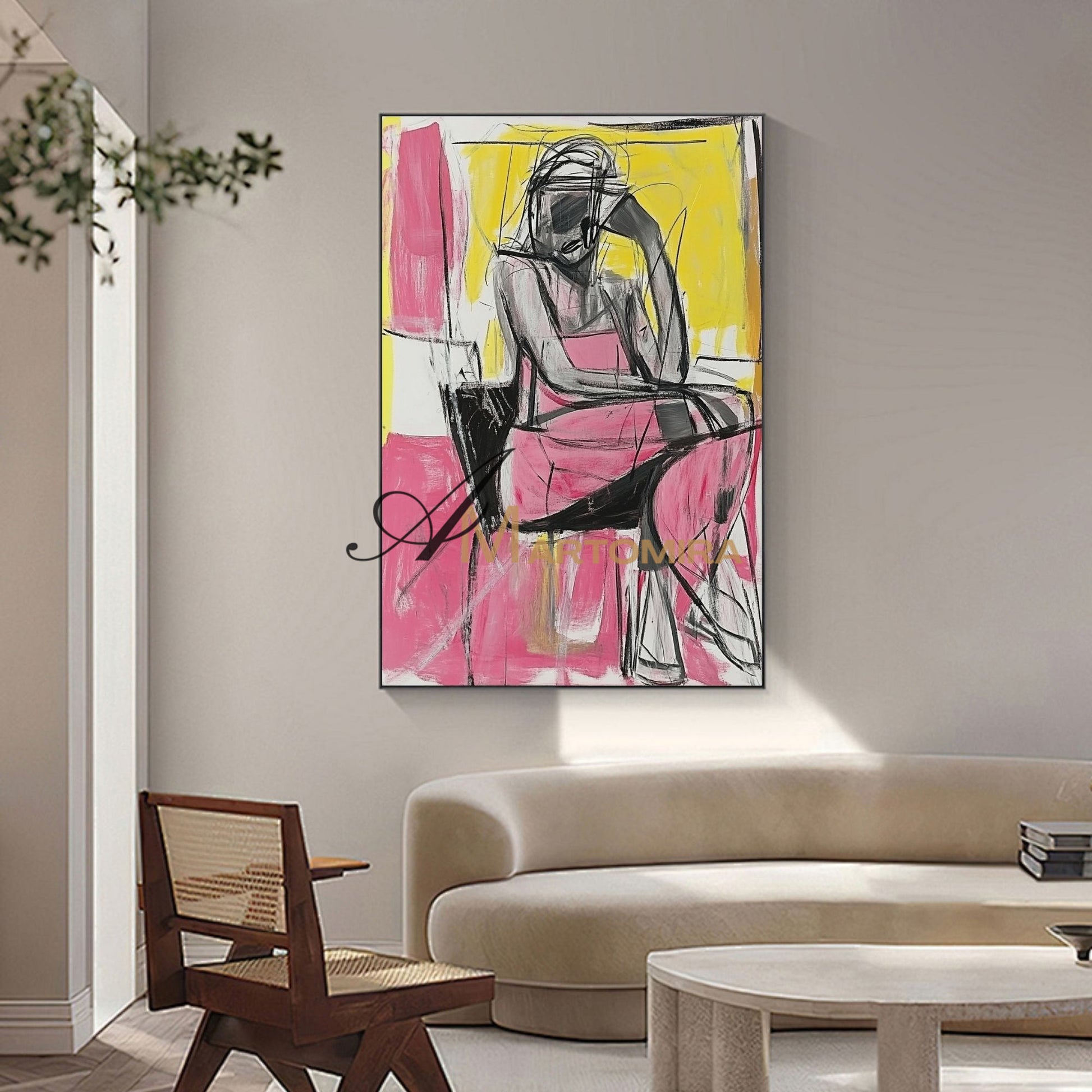 Abstract Painting Woman | Female Body Abstract Art | Abstract Wall Art | Living Room Painting #AP040