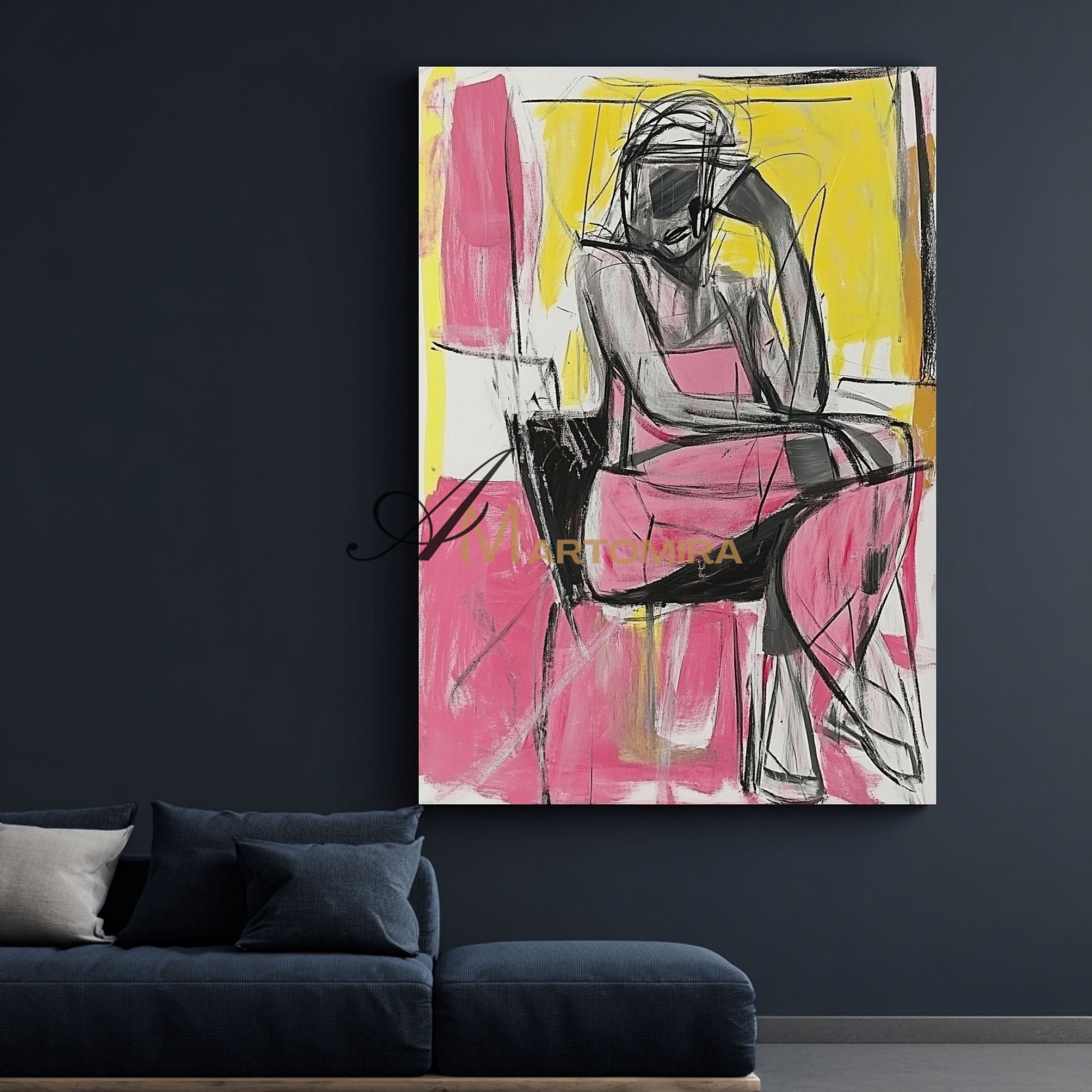 Abstract Painting Woman | Female Body Abstract Art | Abstract Wall Art | Living Room Painting #AP040