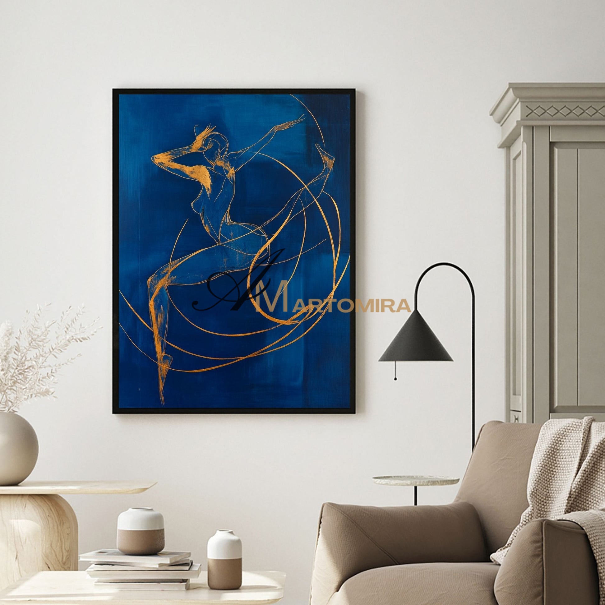 Blue Wall Art | Abstract Painting | Female Body Abstract Art | Canvas Art Wall Decor #AP039