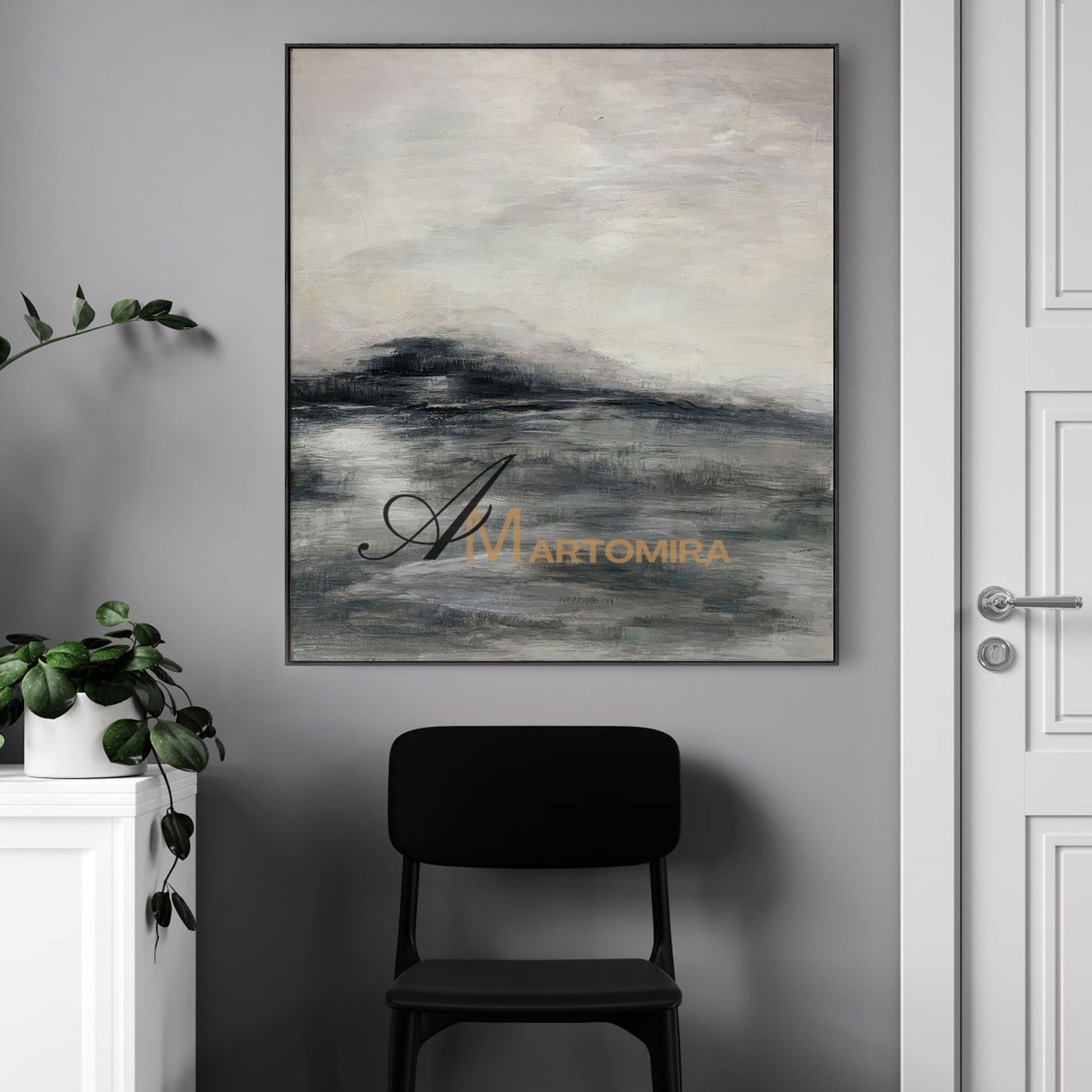 Wabi Sabi Art | Black And White Wall Art | Mountain Landscape Art | Abstract Painting Mountains #NY012