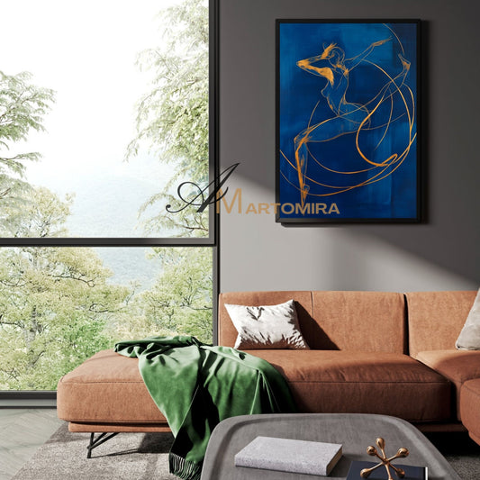 Blue Wall Art | Abstract Painting | Female Body Abstract Art | Canvas Art Wall Decor #AP039