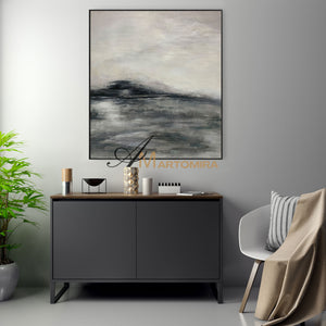 Wabi Sabi Art | Black And White Wall Art | Mountain Landscape Art | Abstract Painting Mountains #NY012