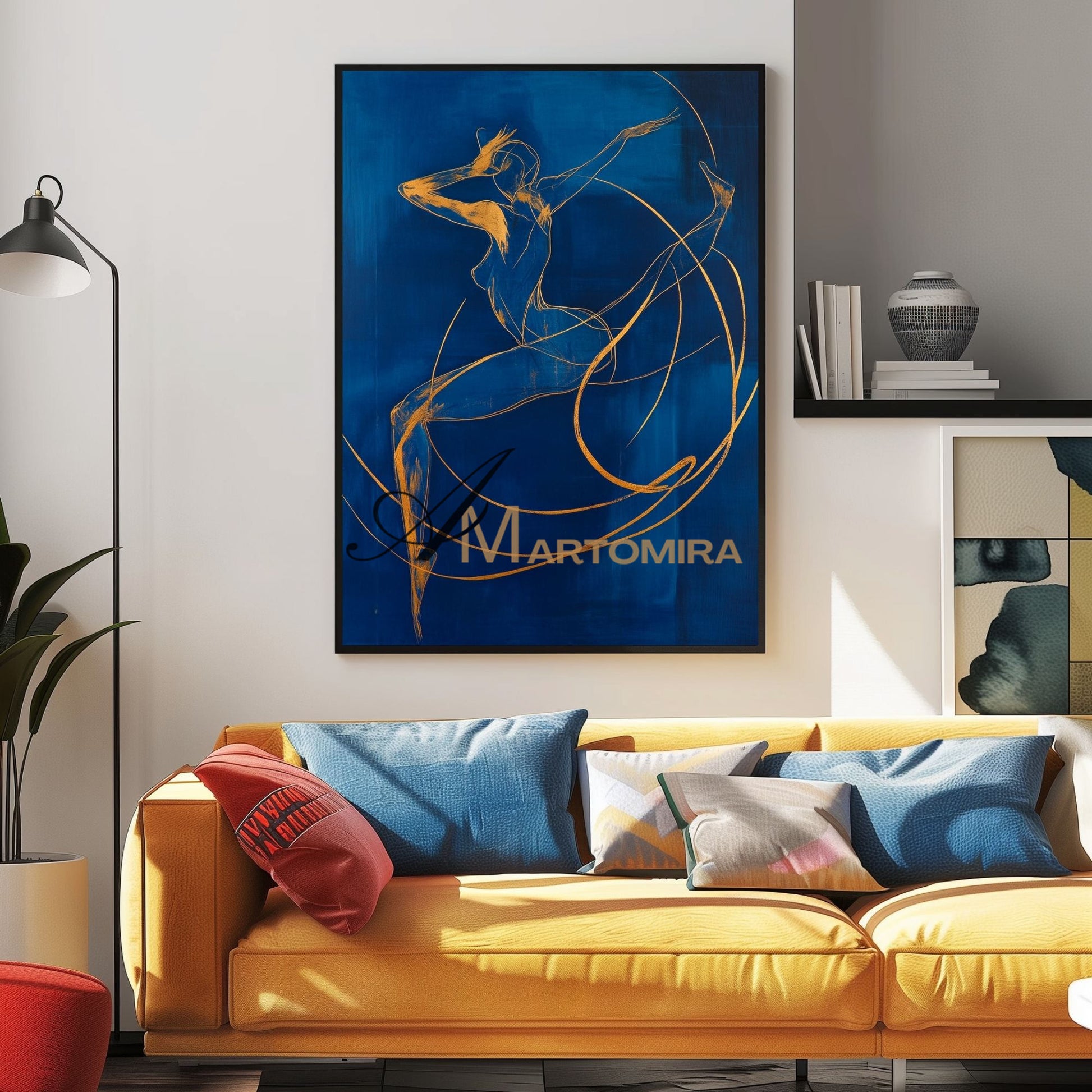 Blue Wall Art | Abstract Painting | Female Body Abstract Art | Canvas Art Wall Decor #AP039