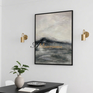 Wabi Sabi Art | Black And White Wall Art | Mountain Landscape Art | Abstract Painting Mountains #NY012
