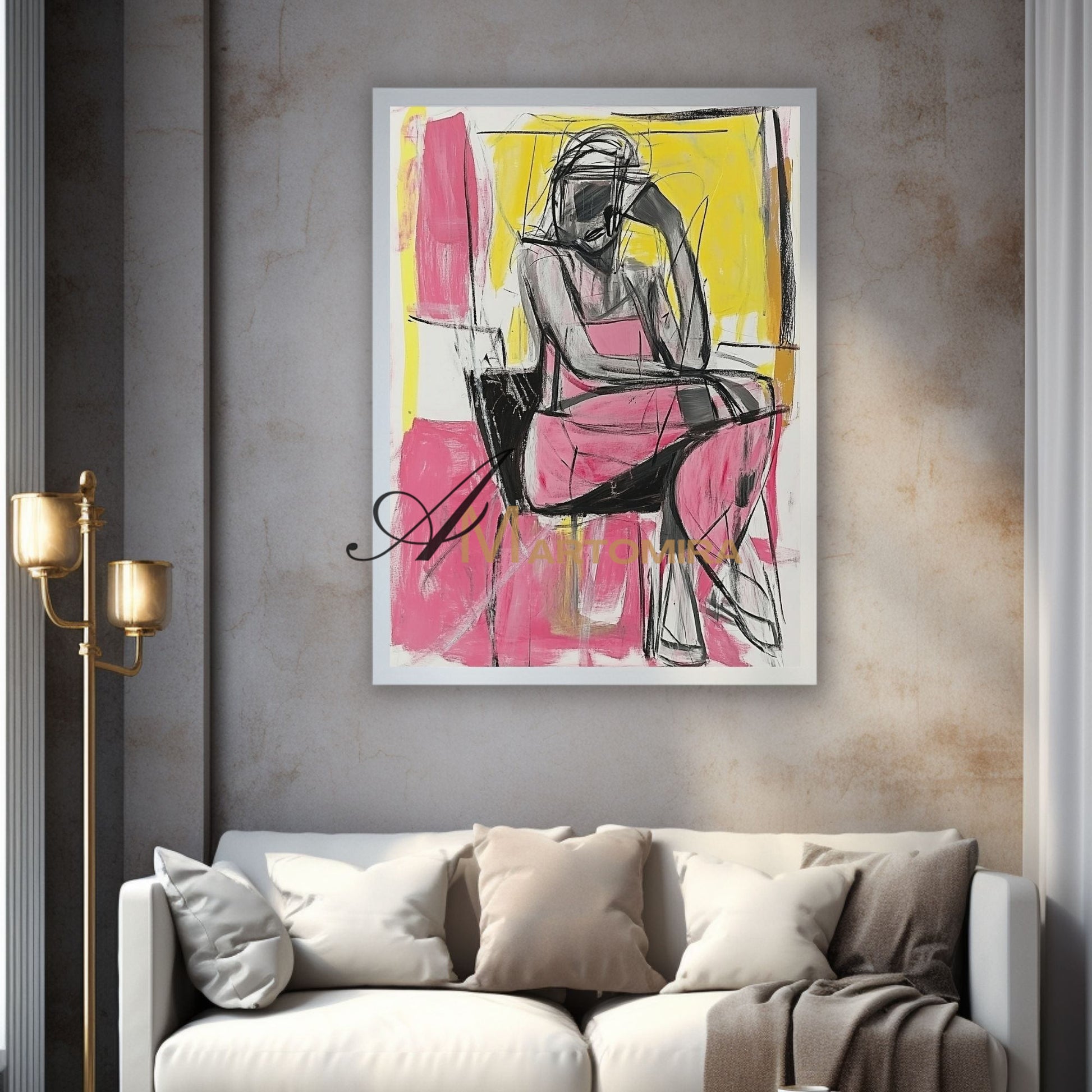 Abstract Painting Woman | Female Body Abstract Art | Abstract Wall Art | Living Room Painting #AP040