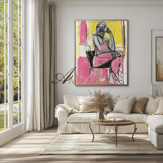 Abstract Painting Woman | Female Body Abstract Art | Abstract Wall Art | Living Room Painting #AP040