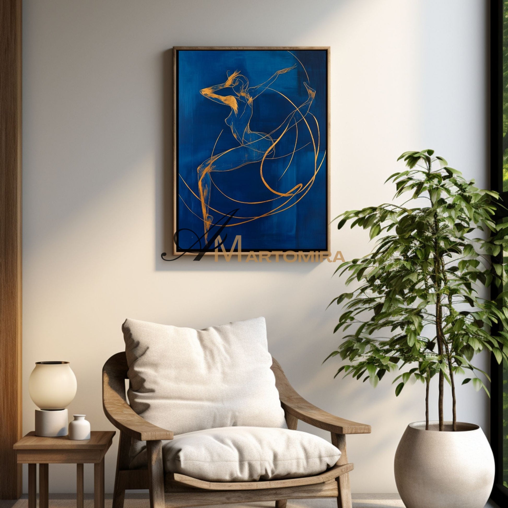 Blue Wall Art | Abstract Painting | Female Body Abstract Art | Canvas Art Wall Decor #AP039
