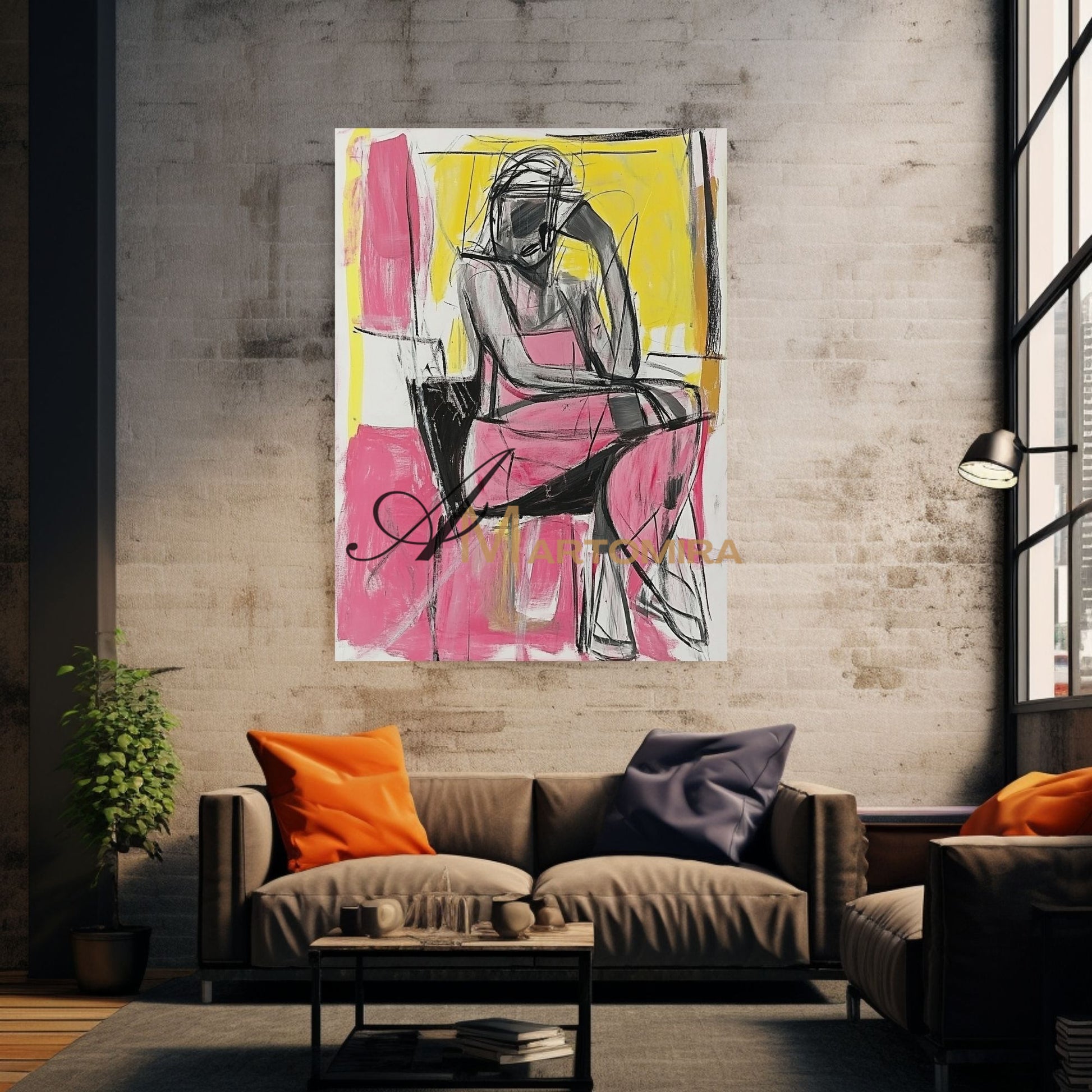 Abstract Painting Woman | Female Body Abstract Art | Abstract Wall Art | Living Room Painting #AP040
