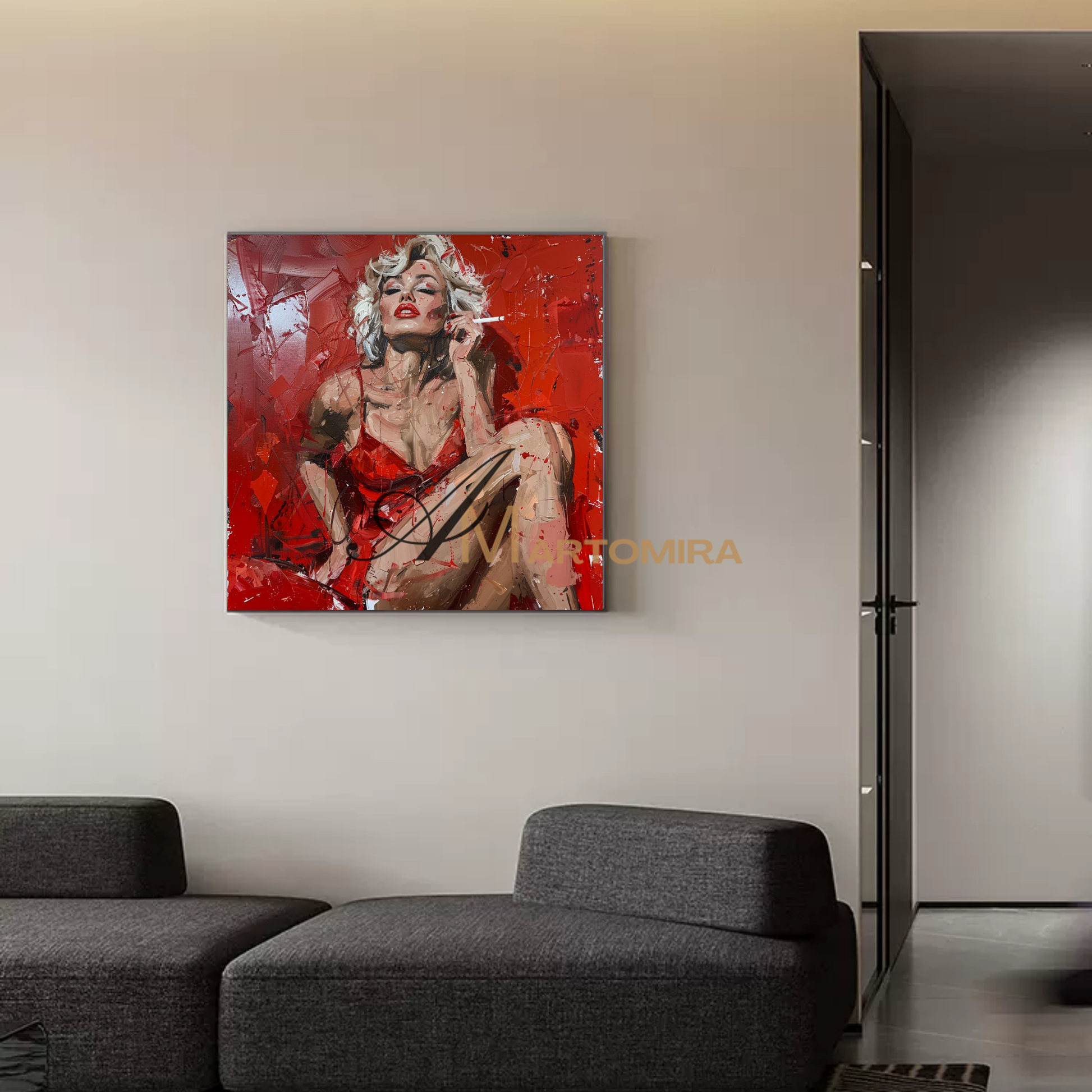 Oil Painting | Sexy Lady | Woman Red Dress Painting | Female Body Abstract Art #AP049