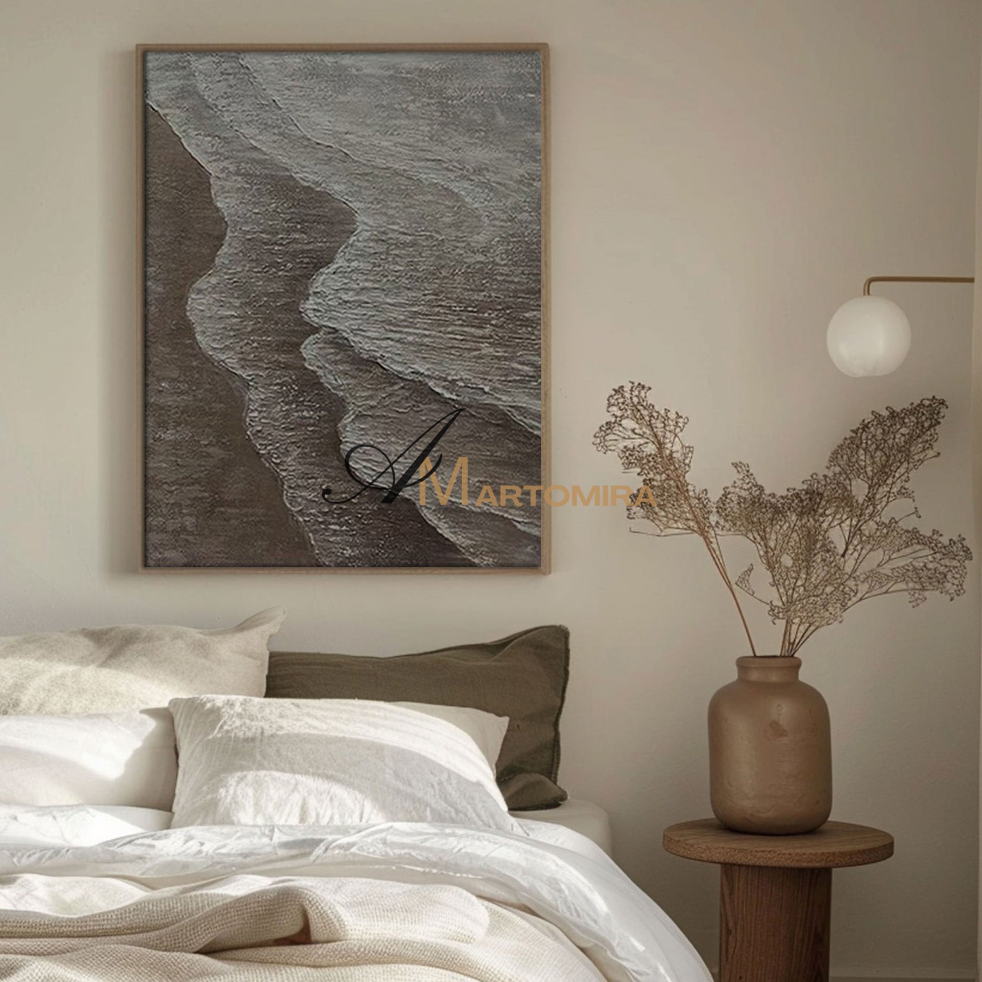 Beach Painting | The Wave Painting | Minimalist Abstract Beach Art | Wabi Sabi Art #MF063