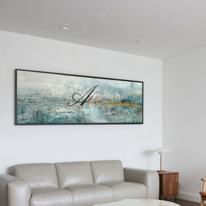 Abstract Landscape Painting | Large Horizontal Wall Art | Green And Blue Abstract Painting #NY013