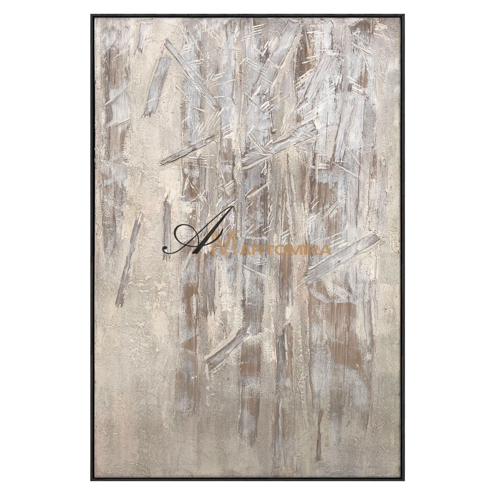White Textured Wall Art | Bamboo Painting | Contemporary Abstract Wall Art | Minimalistic Wall Art #NY014