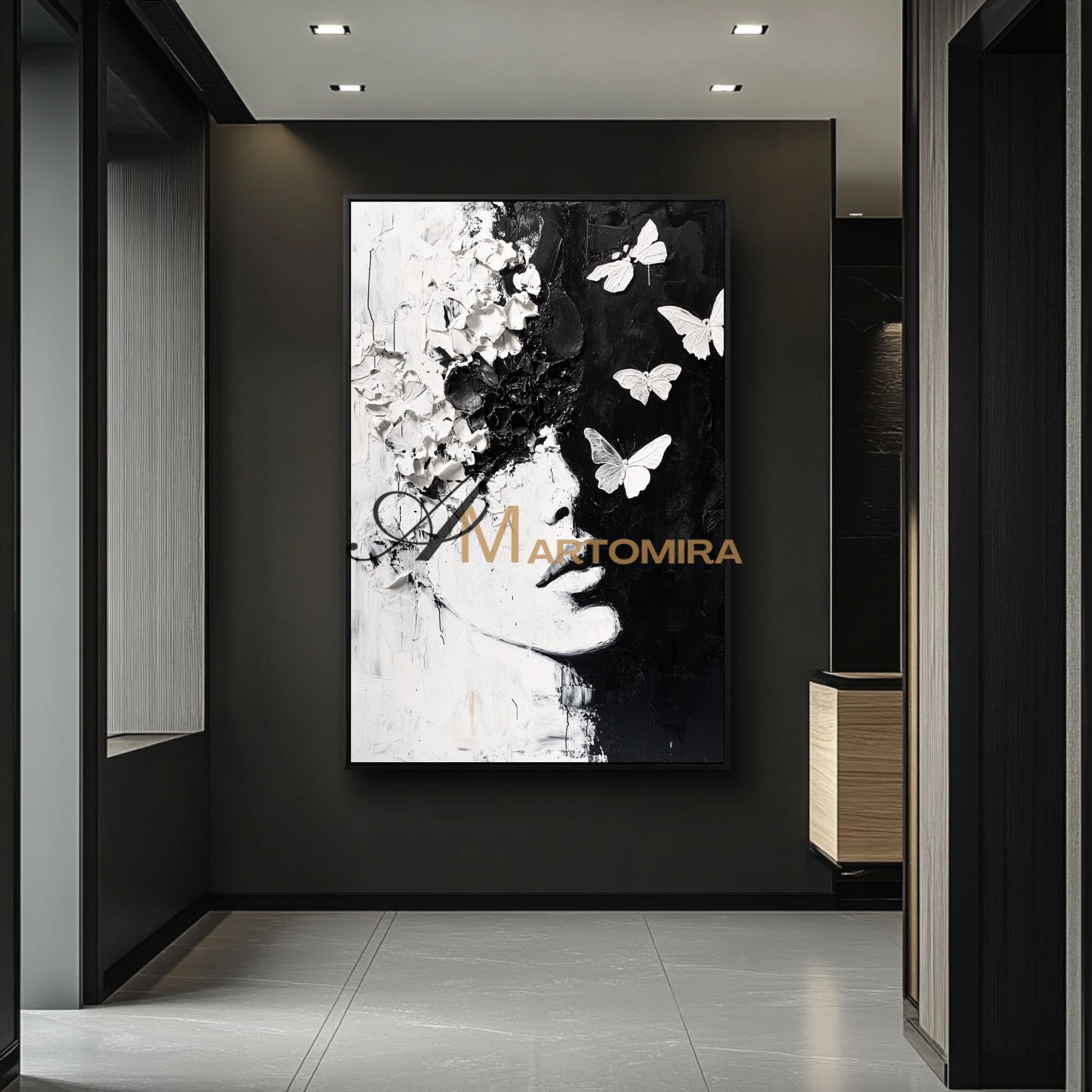 Black And White Abstract Art | Portrait Painting | Textured Painting | Large Wall Art #AP042