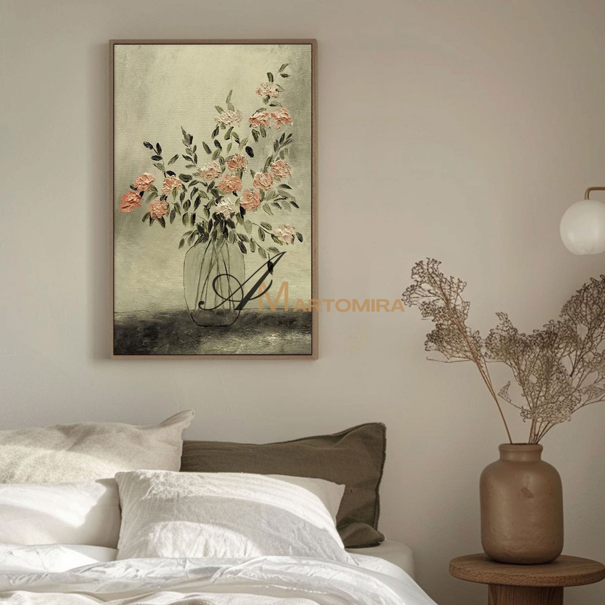 Flower Painting | Floral Canvas Wall Decor | Paintings Of Flowers In Vase | Wall Art Decor #MF064