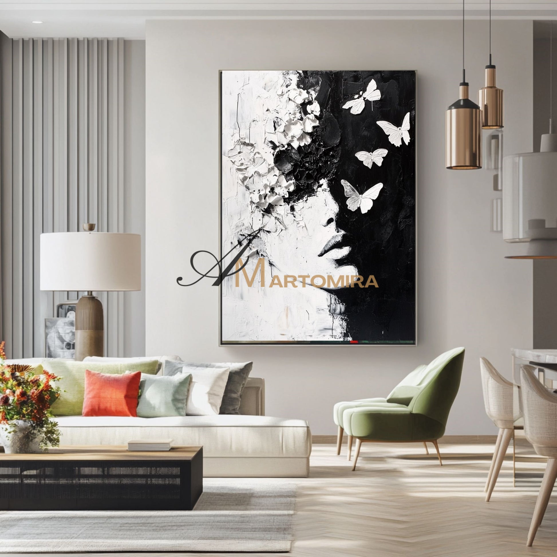 Black And White Abstract Art | Portrait Painting | Textured Painting | Large Wall Art #AP042