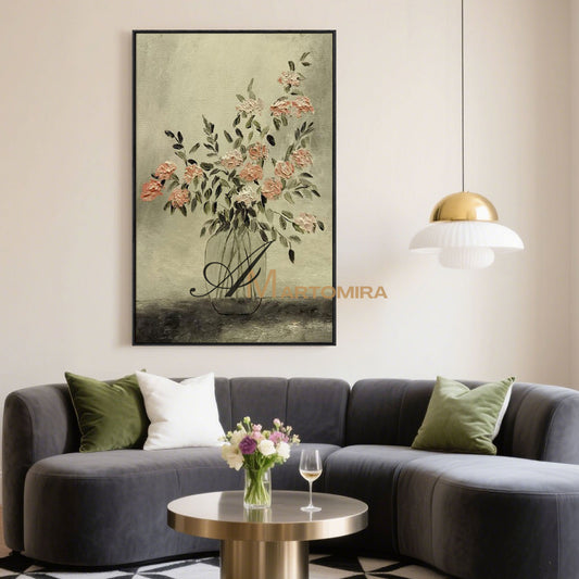 Flower Painting | Floral Canvas Wall Decor | Paintings Of Flowers In Vase | Wall Art Decor #MF064