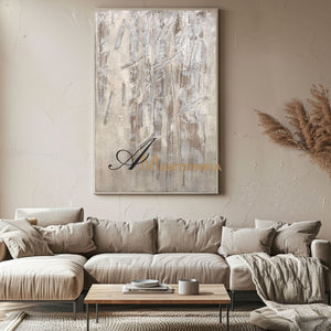 White Textured Wall Art | Bamboo Painting | Contemporary Abstract Wall Art | Minimalistic Wall Art #NY014
