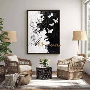 Black And White Abstract Art | Portrait Painting | Textured Painting | Large Wall Art #AP042