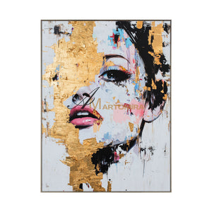 Gold Wall Art | Abstract Painting Of Face | Abstract Woman Painting | Decorative Wall Art #AP012
