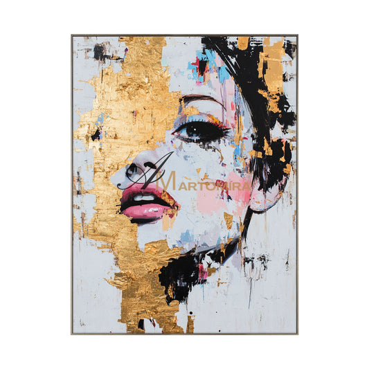 Gold Wall Art | Abstract Painting Of Face | Abstract Woman Painting | Decorative Wall Art #AP012