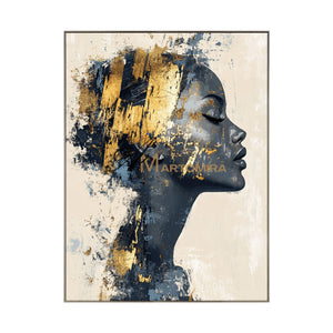 Portrait Painting | Black And Gold Wall Art | Large Canvas Art | Contemporary Wall Art Decor #AP013
