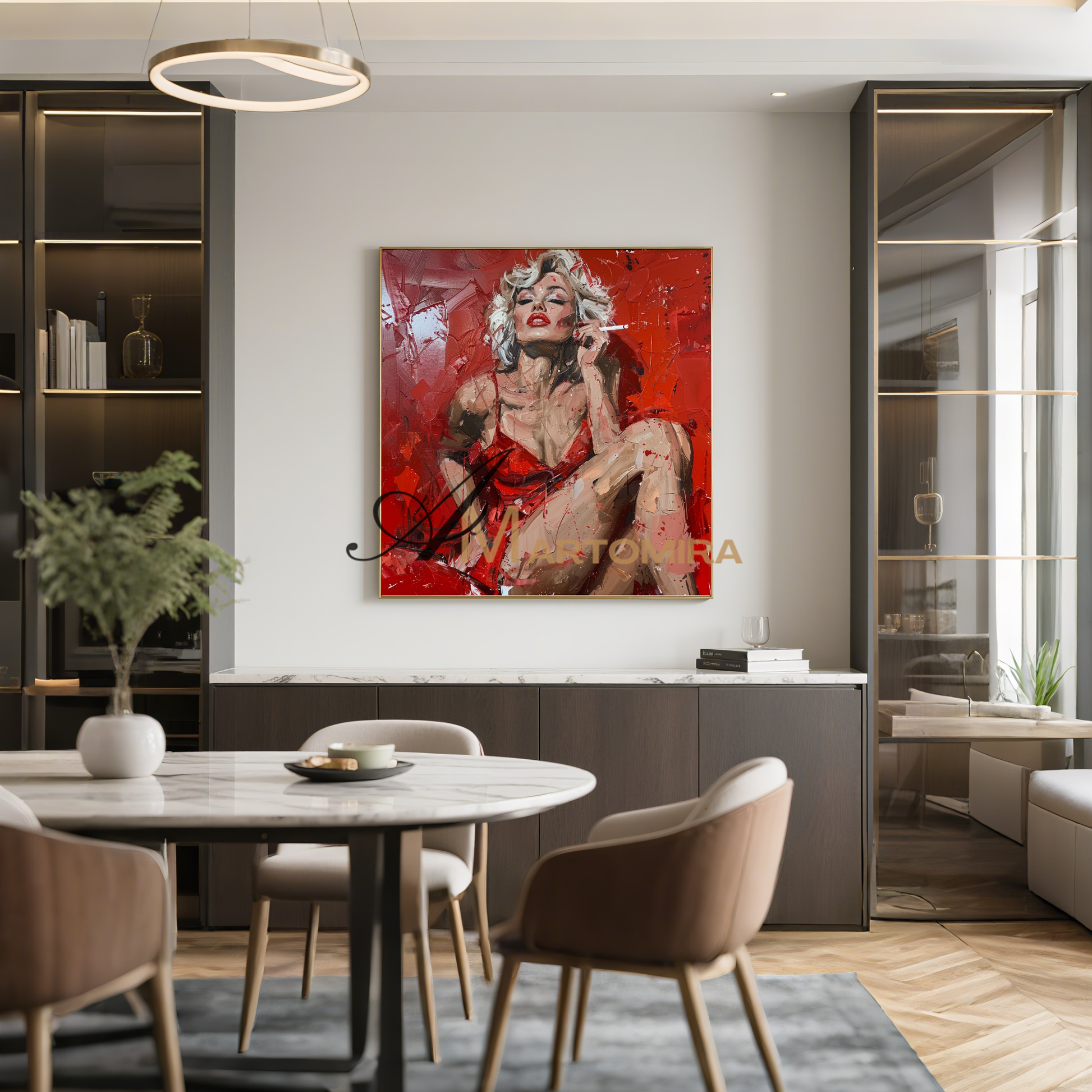 Oil Painting | Sexy Lady | Woman Red Dress Painting | Female Body Abstract Art #AP049