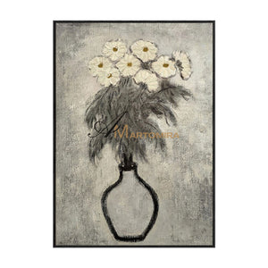 Abstract Painting Floral | Floral Canvas Wall Art | Gray Floral Wall Art | Abstract Painting #MF066
