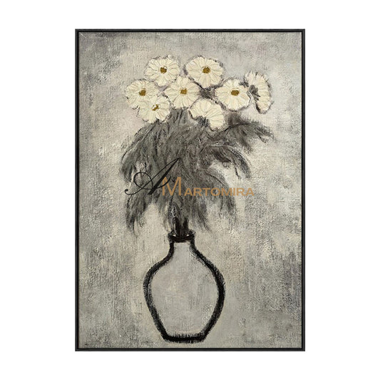 Abstract Painting Floral | Floral Canvas Wall Art | Gray Floral Wall Art | Abstract Painting #MF066