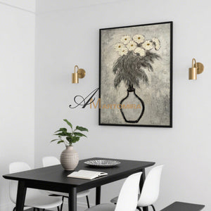 Abstract Painting Floral | Floral Canvas Wall Art | Gray Floral Wall Art | Abstract Painting #MF066
