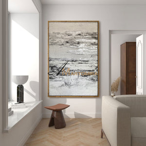 Modern Abstract Paintings | Textured Wall Art | Black And White Wall Art | Neutral Abstract Painting #NY017