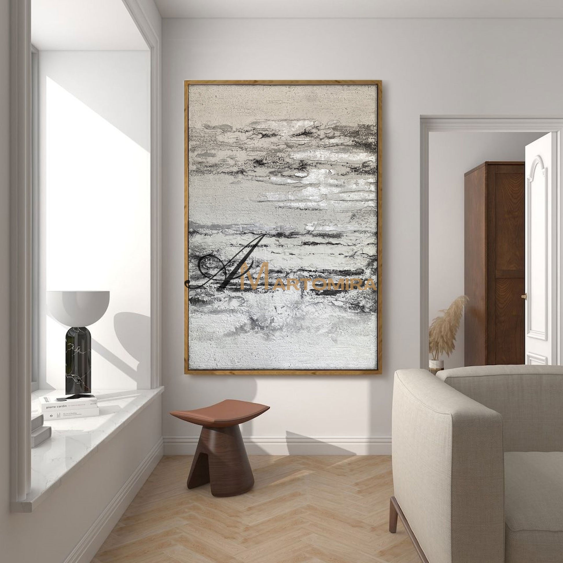 Modern Abstract Paintings | Textured Wall Art | Black And White Wall Art | Neutral Abstract Painting #NY017